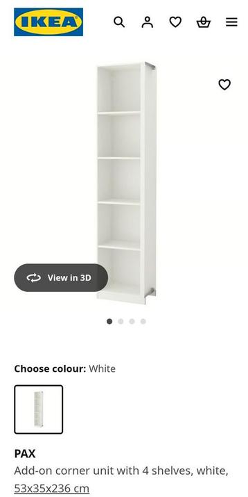 Pax ikea kledingkast corner unit 53x35x236