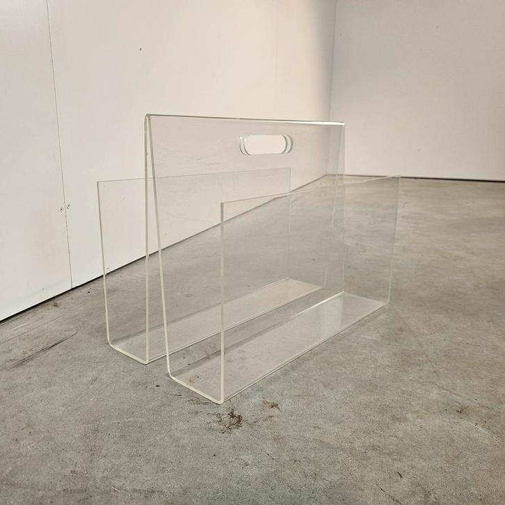Vintage lectuurbak/tijdschriftenrek plexiglas, Huis en Inrichting, Woonaccessoires | Krantenbakken en Lectuurbakken, Gebruikt