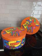 Vintage Hoedendozen met Kleurrijke Print, Huis en Inrichting, Overige materialen, Minder dan 50 cm, Gebruikt, Minder dan 50 cm