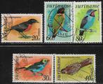 SURINAME 5 zegels Tropische Vogels 1977, Verzenden, Gestempeld