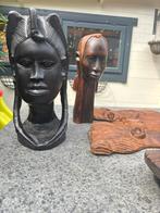 2 (zware) beelden en 3 maskers. Van hout., Ophalen of Verzenden