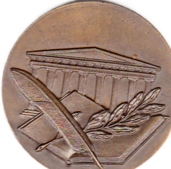 GANZENVEER BIBLIOTHEEK SCHRIJVERS-PENNING, Postzegels en Munten, Penningen en Medailles, Overige materialen, Verzenden