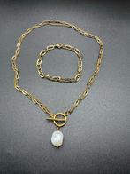 Gouden ketting met parel hanger, Nieuw, Ophalen of Verzenden, Goud, Overige materialen