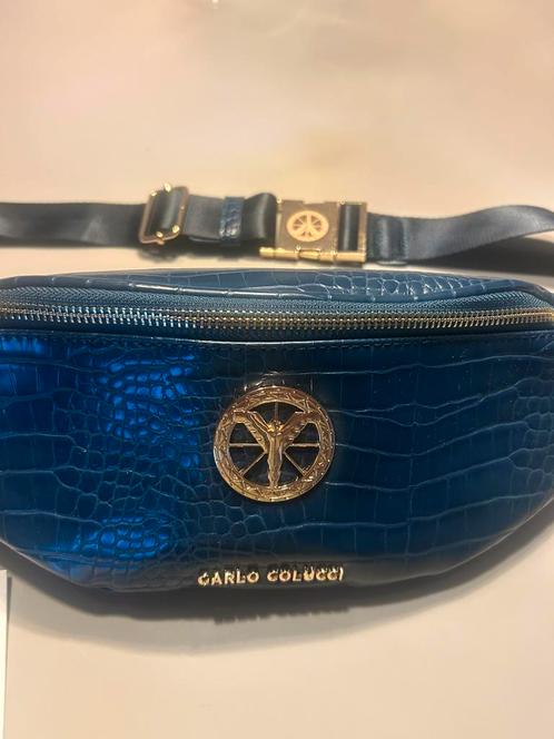Carlo colucci tasje orgineel met kaartje en echt leer!, Sieraden, Tassen en Uiterlijk, Beautycases, Nieuw, Hardcase, Blauw, Ophalen of Verzenden