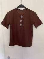 Donkerbruine top met gouden knopen van Zara maat S, Kleding | Dames, Bruin, Zara, Ophalen of Verzenden, Zo goed als nieuw