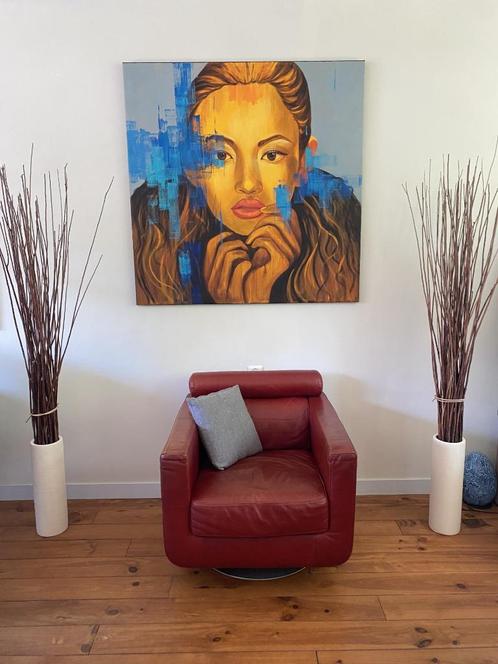 Groot formaat acryl schilderij modern/artistiek 120 x120 cm, Antiek en Kunst, Kunst | Schilderijen | Abstract, Ophalen of Verzenden