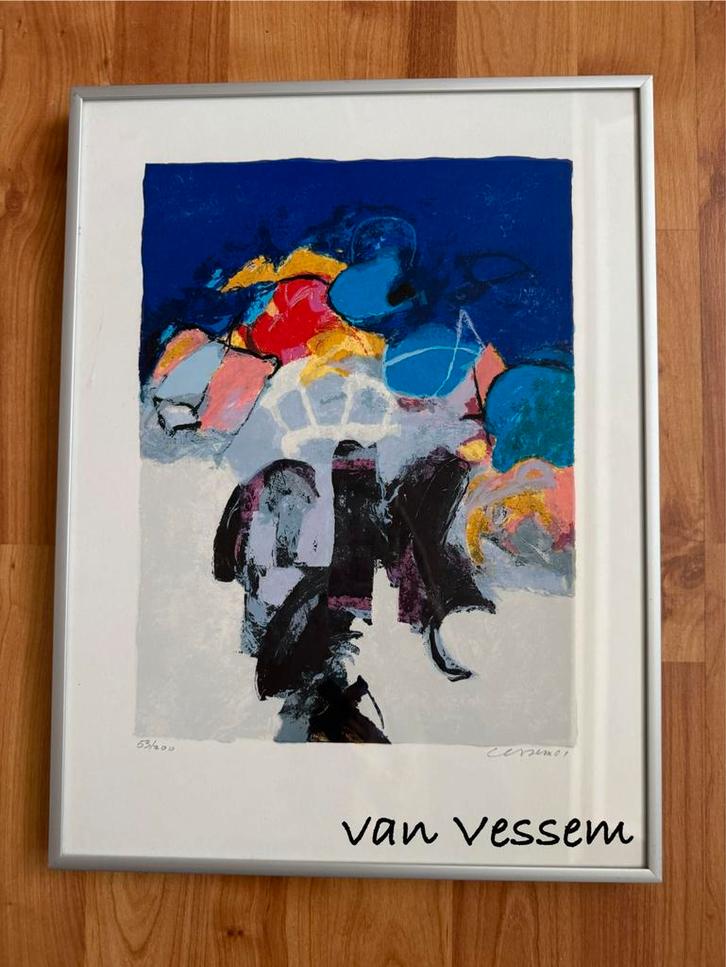 Zeefdruk van Vessem - Abstract Kunstwerk, Antiek en Kunst, Kunst | Litho's en Zeefdrukken, Ophalen of Verzenden