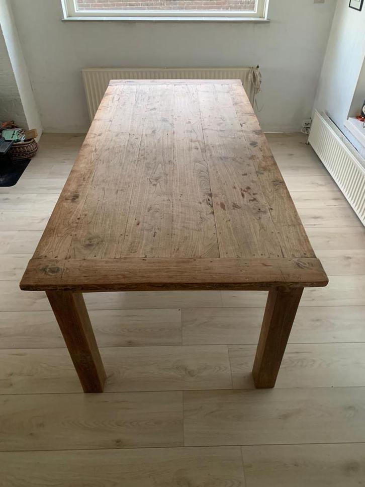Robuuste houten eettafel, Huis en Inrichting, Tafels | Eettafels, Gebruikt, 100 tot 150 cm, 150 tot 200 cm, Vier personen, Rechthoekig