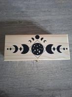 Houten theedoos met maan en 3 vakken, Ophalen of Verzenden, Nieuw
