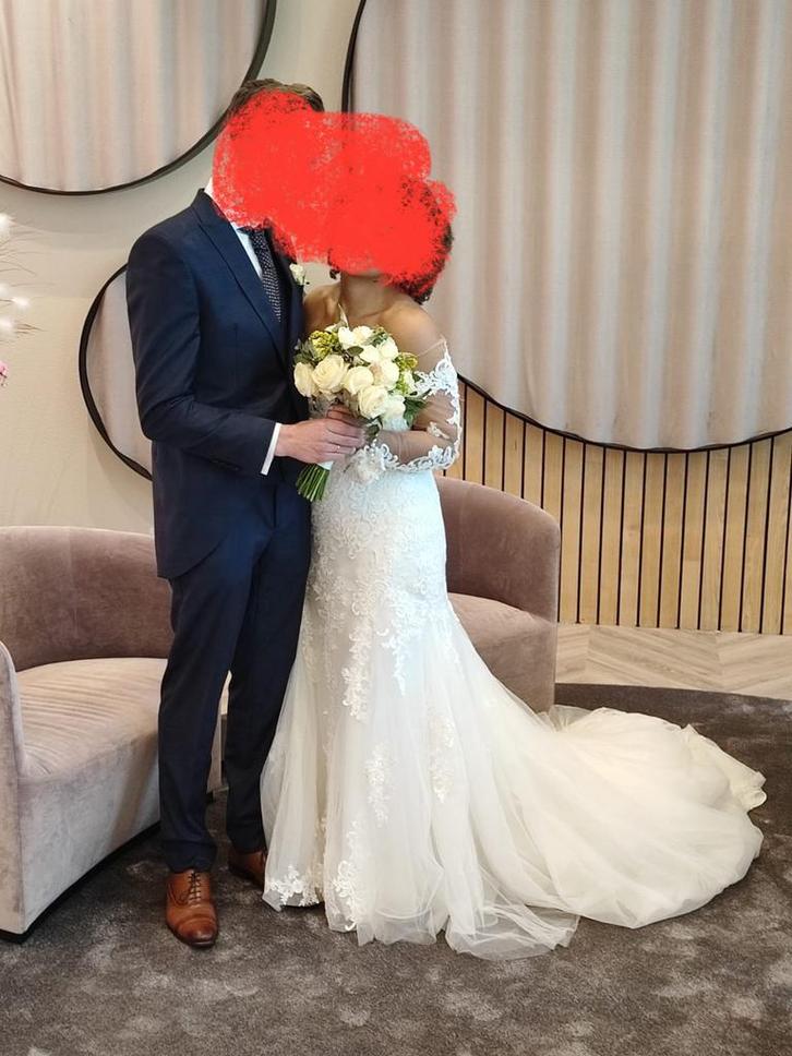 gebruikte trouwjurk., Kleding | Dames, Trouwkleding en Trouwaccessoires, Zo goed als nieuw, Trouwjurk, Wit, Ophalen of Verzenden