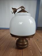 Mooie grote vintage hanglamp! Messing en glas., Antiek en Kunst, Ophalen of Verzenden