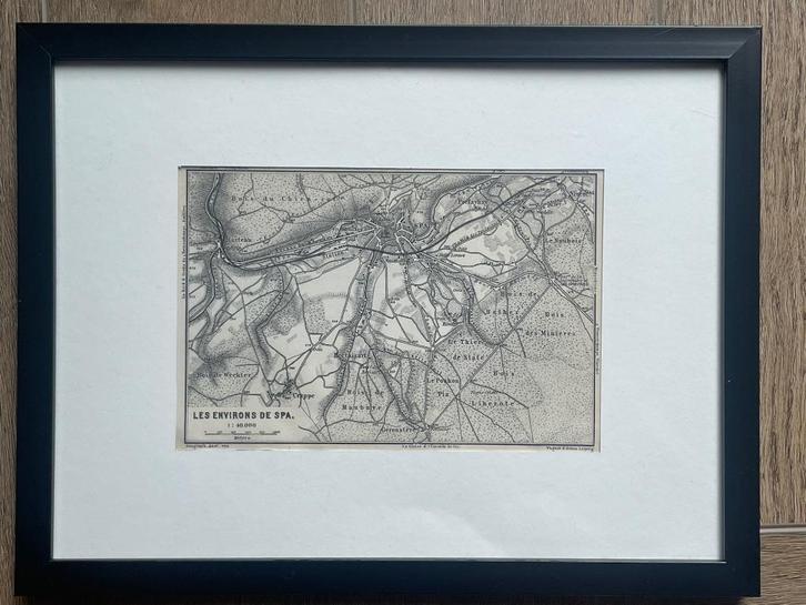 1885 Spa (bij francorchaps) in Belgie O U D in lijst, Antiek en Kunst, Kunst | Etsen en Gravures, Ophalen of Verzenden