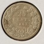 25 Cent / Kwartje Zilver uit 1903 van Wilhelmina, Verzenden, Zilver, 25 cent, Koningin Wilhelmina