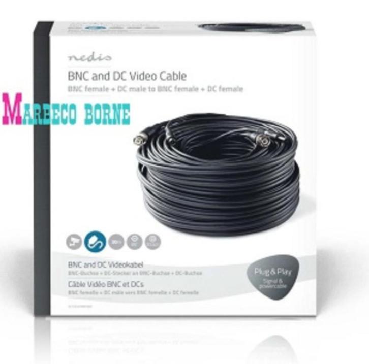 Verlengkabel camera bewaking 30 meter voor camera systeem, Audio, Tv en Foto, Audiokabels en Televisiekabels, Nieuw, Coaxiale kabel