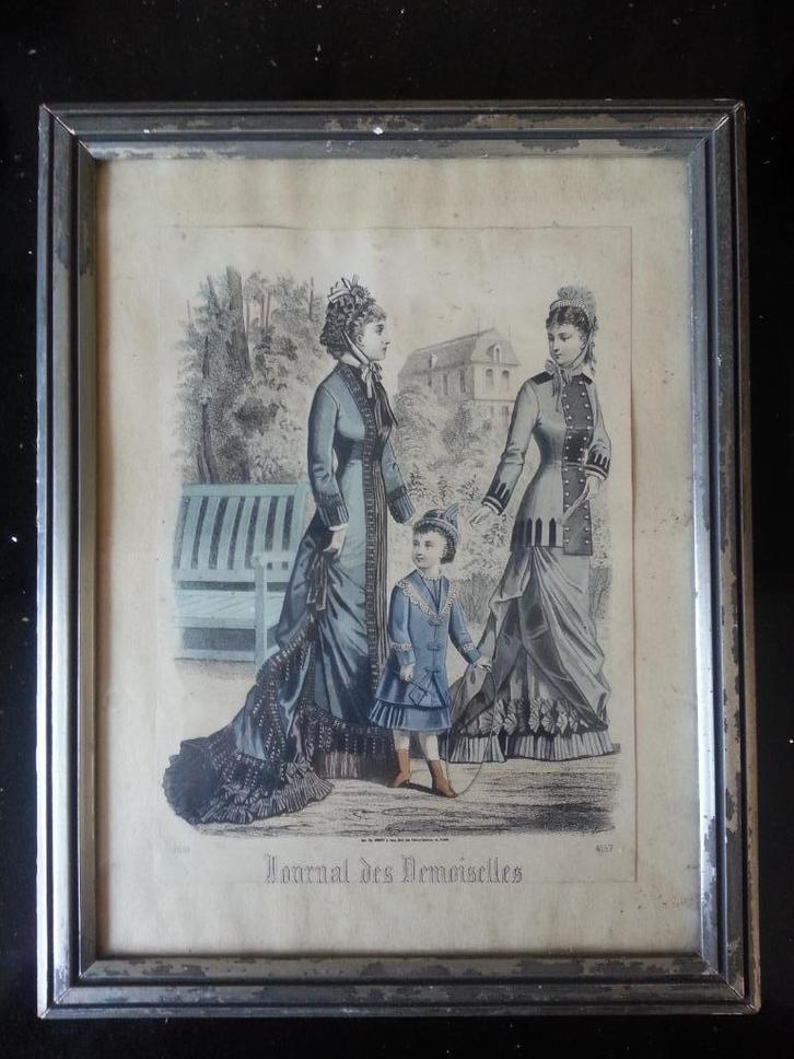 Antiek/Brocante gravure Journal des Demoiselles 1878, Antiek en Kunst, Curiosa en Brocante, Ophalen of Verzenden
