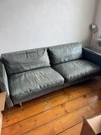 Donkergroen leren bank, Ophalen, Gebruikt, Leer