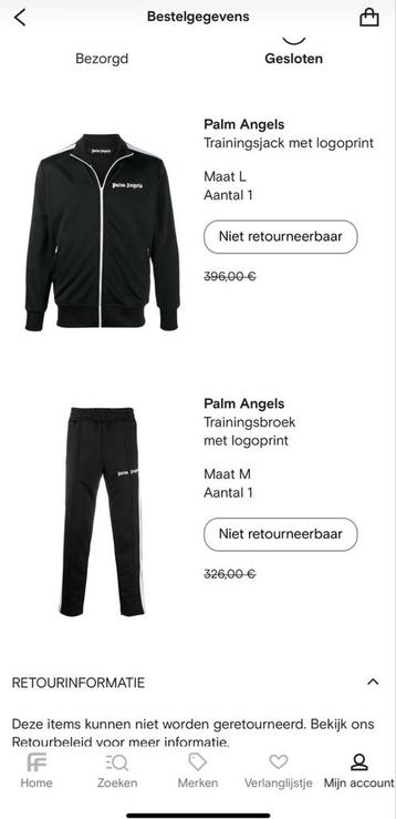 Palm Angels Trainingspak Zwart Maat L en M FARFETCH. beschikbaar voor biedingen