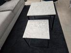 Set marmeren bijzettafels wit/grijs, zwart, Overige materialen, Minder dan 55 cm, Vierkant, Zo goed als nieuw