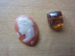 2x cabochon camée en agaath vierkant voor ring of ketting, Verzenden, Gebruikt