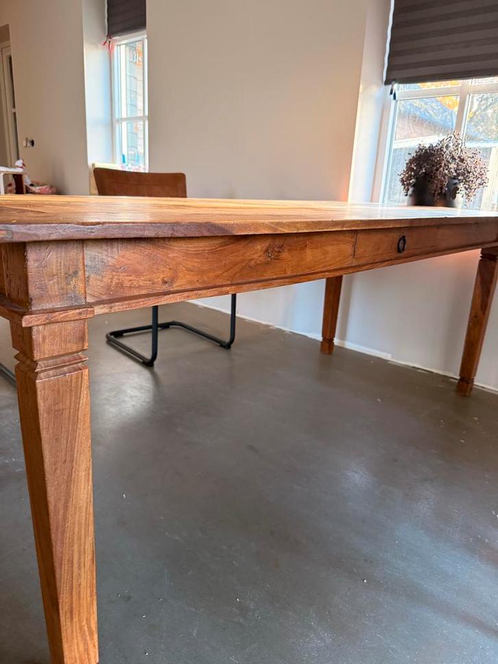 Houten Eettafel met Lade - 2 Meter - Holten, Huis en Inrichting, Tafels | Eettafels, Gebruikt, 50 tot 100 cm, 200 cm of meer, Vijf personen of meer
