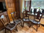 Vier lederen stoelen, Huis en Inrichting, Stoelen, Ophalen, Gebruikt, Bruin, Vier
