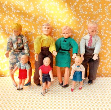 7 vintage poppenhuis buigpopjes Miner USA schaal 1:16 Lundby beschikbaar voor biedingen