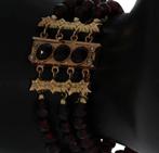 Granaat antieke fraaie 3-strengs armband 14k gouden slot, Sieraden, Tassen en Uiterlijk, Antieke sieraden, Verzenden, Goud, Armband