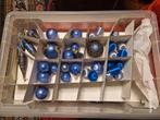 Kerstballen blauw/goud met piek en slingers, Diversen, Kerst, Ophalen, Zo goed als nieuw