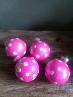 Roze met witte stippen kerstballen, Ophalen of Verzenden, Gebruikt