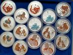 Zilveren Gekleurde Lunar munten, Ophalen of Verzenden, Zilver