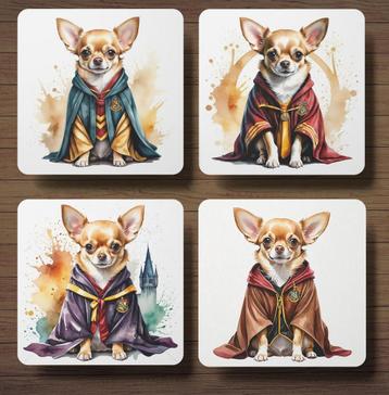 Chihuahua Harry Potter onderzetters met houder beschikbaar voor biedingen