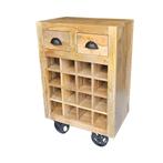 SHOWROOM MODEL Vintage Wijnkar Wijntrolley Mangohout Wijnrek, Info@dehanzeherten.nl, 15 tot 25 flessen, Nieuw, Ophalen of Verzenden