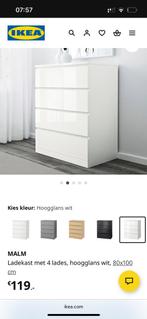 Commode / Ikea malm ladekast 4 lades / gebruikt als commode, Huis en Inrichting, Ophalen, Gebruikt, Ikea Malm, wit, modern, eenvoudig