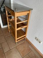 Houten keuken trolley op wielen, Huis en Inrichting, Ophalen, Gebruikt, 50 tot 100 cm, Minder dan 100 cm