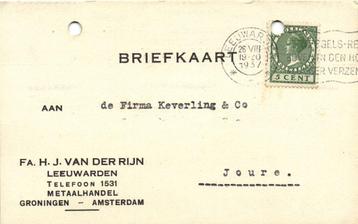 Fa. H.J. van der Rijn, Leeuwarden - 08.1937 - briefkaart beschikbaar voor biedingen