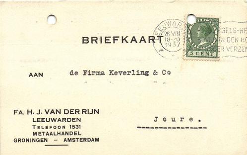 Fa. H.J. van der Rijn, Leeuwarden - 08.1937 - briefkaart, Postzegels en Munten, Brieven en Enveloppen | Nederland, Briefkaart