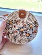 Vintage rotan tas met leuke opdruk, Ophalen of Verzenden, Zo goed als nieuw, Rond, Riet