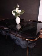 Design eetkamertafel + 4 stoelen, Huis en Inrichting, Tafels | Eettafels, Ophalen, 50 tot 100 cm, Rechthoekig, Glas