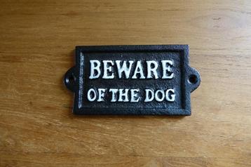 Tekstschildje gietijzer "beware of the dog" beschikbaar voor biedingen