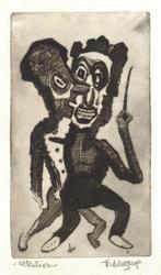 Cor de Wolff ets "Attention", gesigneerd, Ophalen, Minder dan 50 cm, Oorspronkelijke maker, Overige typen