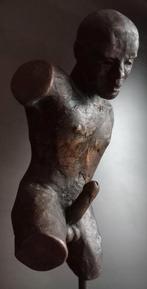 Bronzen beeld naakte man sculptuur torso op marmeren 3/6, Ophalen of Verzenden, Brons