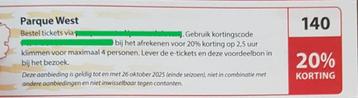 Parque West 20% kortingsbon   beschikbaar voor biedingen