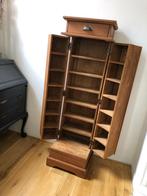 Teakhouten cd kast / toren met draaideurtjes en lade Anteak, Ophalen, Zo goed als nieuw