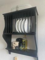 Oud zwart bordenrek, grenen., Ophalen, Met plank(en), Minder dan 50 cm, Gebruikt