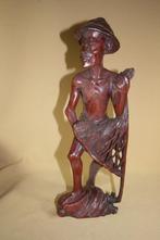 Balinees houten beeld visser 39 cm, Ophalen of Verzenden