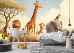 Fotobehang / Behang Kinderkamer Safari Dieren in de Savanne, Fotobehangkoning.nl, Verzenden, Hoogeveen, Groen
