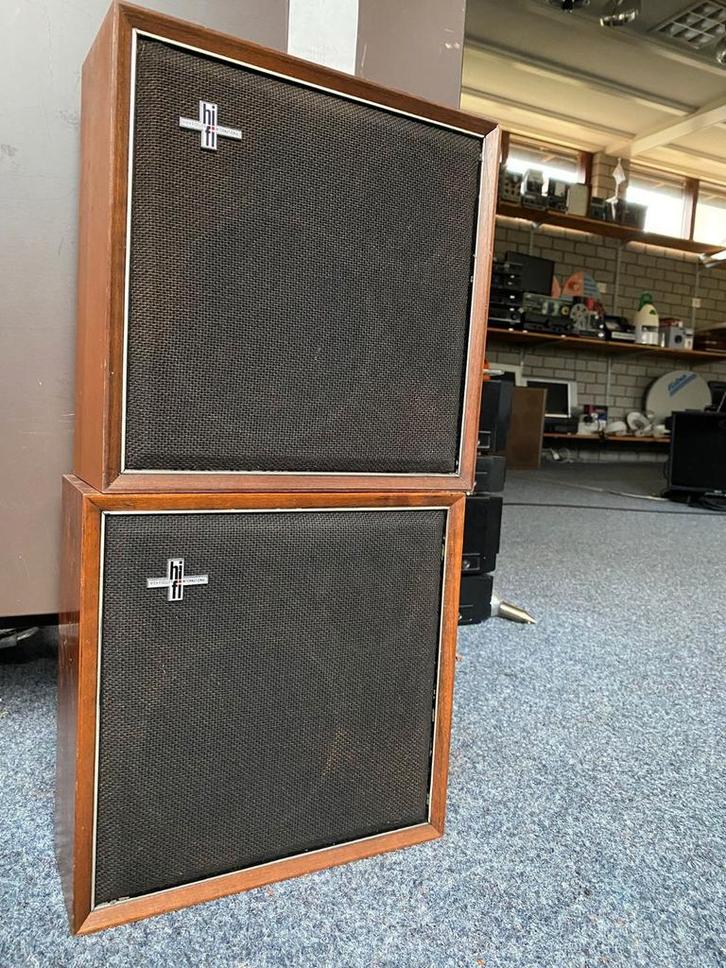 Vintage Philips Luidspreker Set - 22rh422, Audio, Tv en Foto, Luidsprekers, Gebruikt, Front, Rear of Stereo speakers, Minder dan 60 watt