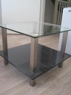bijzettafel. Bovenblad glas. Onderste zwart glas. 60/60 cm., Ophalen, Vierkant, 55 tot 75 cm, 60 cm of meer