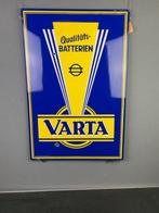 Varta emaille reclamebord 47 x 70 cm, Reclamebord, Gebruikt, Ophalen of Verzenden