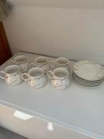 Marmerlook servies met 6 x kop en schotel, Ophalen of Verzenden, Zo goed als nieuw, Overige stijlen, Kop(pen) en/of Schotel(s)
